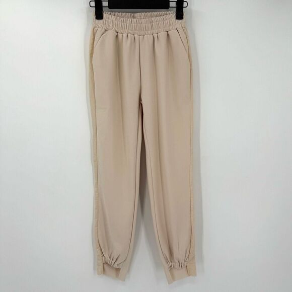 Joh Katie Crepe Knit Pant Elastic Waist Pockets Women XS Beige Relaxed 33071-K - Picture 6 of 12